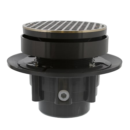 Jones Stephens 4in LevelBest Complete Heavy Duty Cast Iron Drain System, 3in Plastic Spud, 6in Nickel Bronze D50476